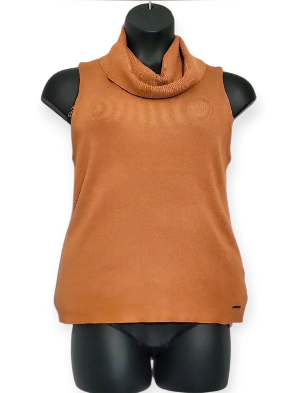 Tahari Sleeveless Cowl Neck Sweater Tank in Rust